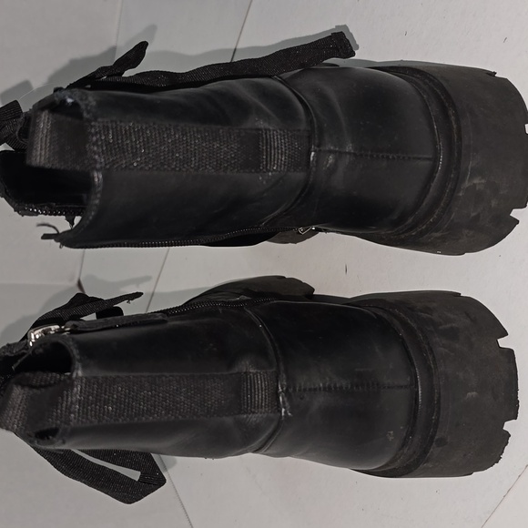 Schutz Kaile Black Leather Combat Boots Women 8 - Picture 2 of 15